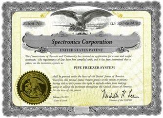 Spectroline Pipe Freezer Patent