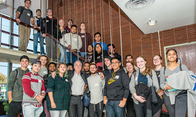 Hofstra students visiting Spectronics.