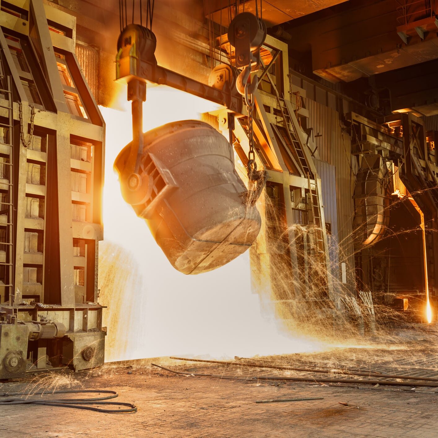 Metal smelting furnace in steel mills