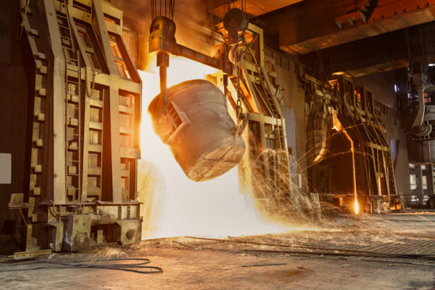 Metal smelting furnace in steel mills