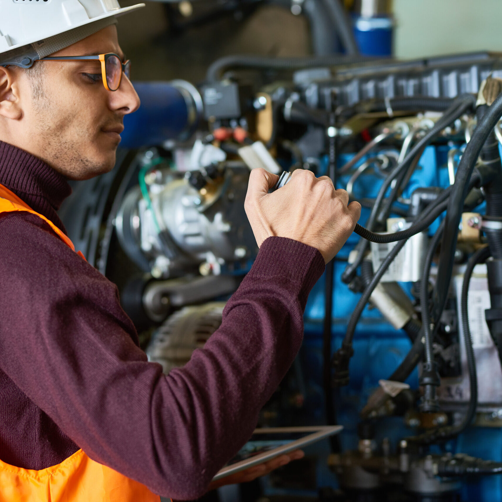 Checking Heavy Equipment at Modern Plant heavy equipment maintenance