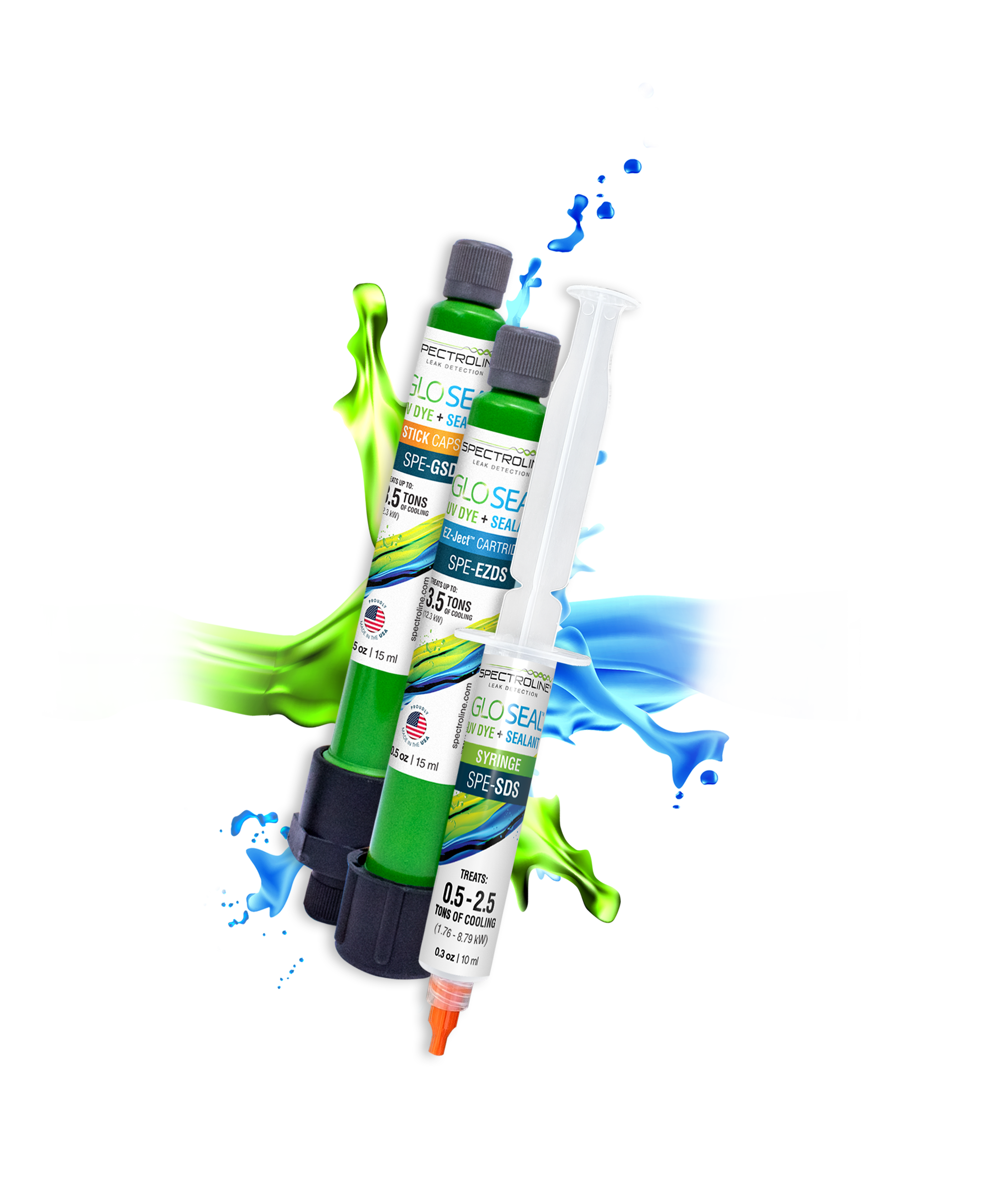 GLO-SEAL UV Dye with sealant Cartridges and Syringe from Spectroline