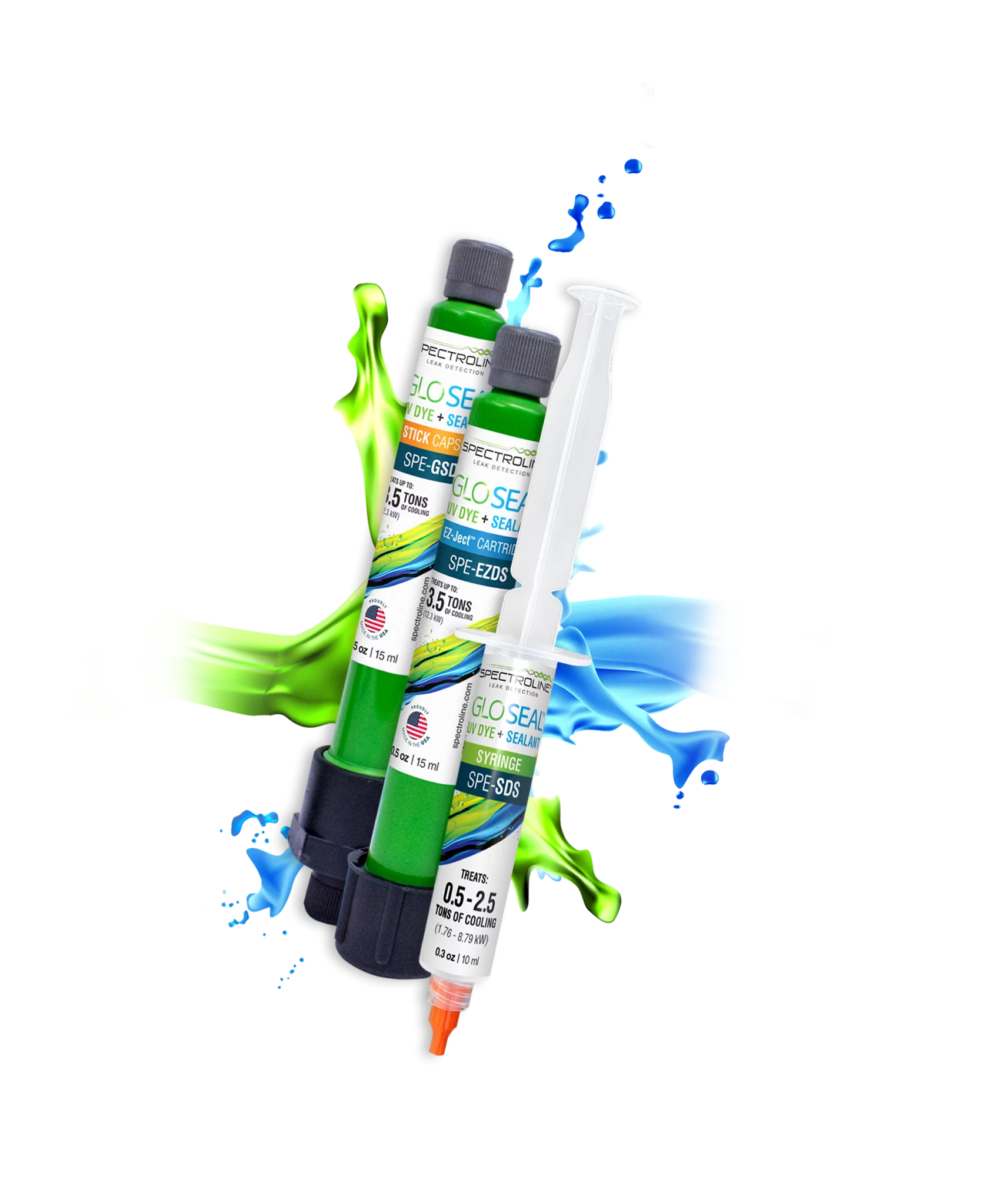 GLO-SEAL UV Dye with sealant Cartridges and Syringe from Spectroline